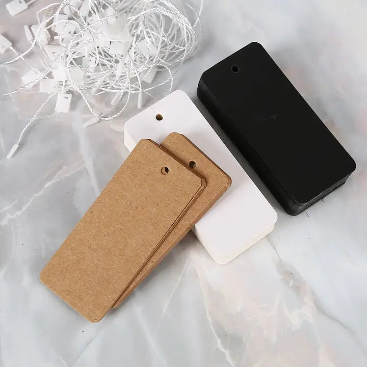 100pcs, 3x1.5" Black Kraft white colored blank tag card - ByHome