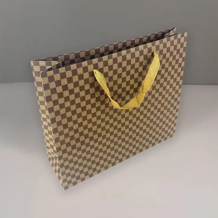 20pcs, 3 size Checkered kraft brown paper gift bag - ByHome