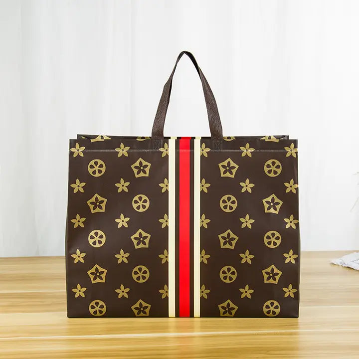 50pcs, 3 sizes star leaf brown red stripe non-woven gift bag - ByHome