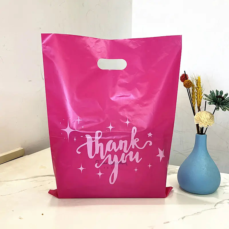 100pcs, 2 Colors Thank You Stars Cut-out handle PVC gift bag - ByHome