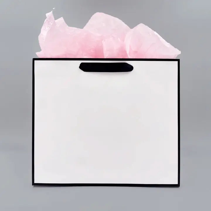 10pcs, White with black border premium paper gift bag - ByHome