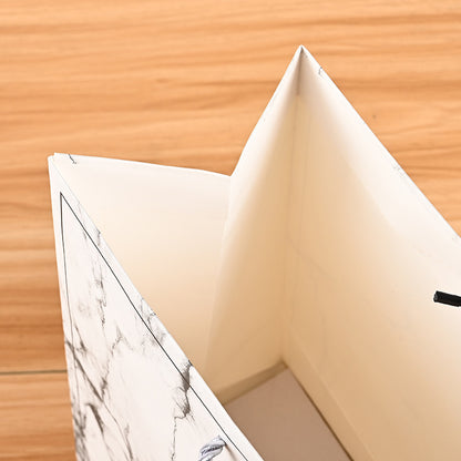 10pcs, White Premium Marble Print Paper Gift bag w/ Free Tissue - ByHome