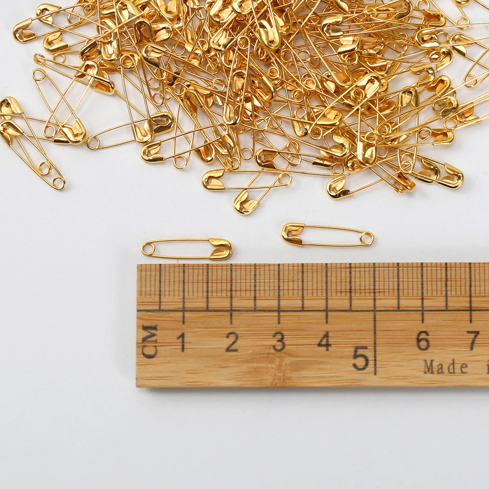 100pcs, small gold metal tag safety pin - ByHome
