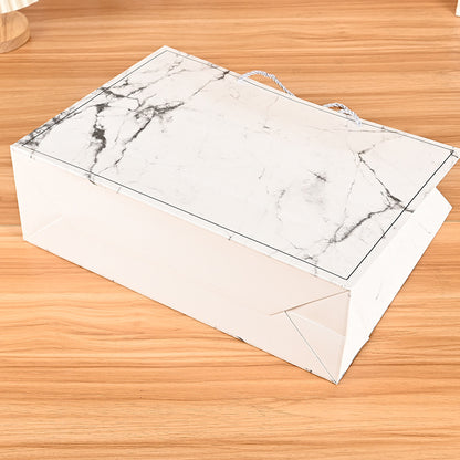 10pcs, White Premium Marble Print Paper Gift bag w/ Free Tissue - ByHome