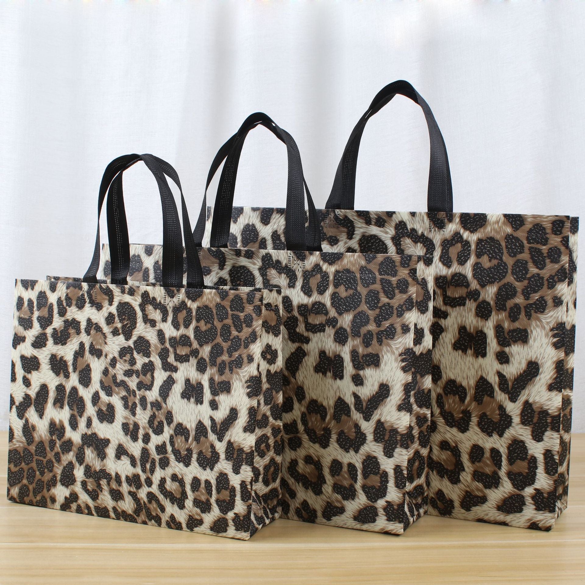 50pcs, 4 Sizes Leopard Animal Print Non-woven Gift Bag - ByHome