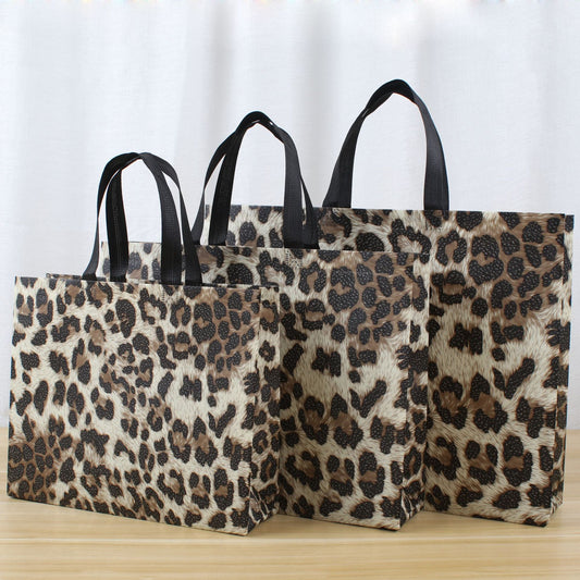 50pcs, 4 Sizes Leopard Animal Print Non-woven Gift Bag - ByHome