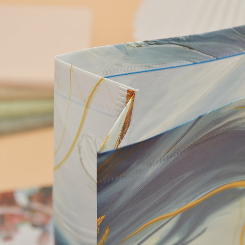 50pc, 3 Sizes Blue Gold Marble Paint Swirl Non-woven Gift Bag - ByHome