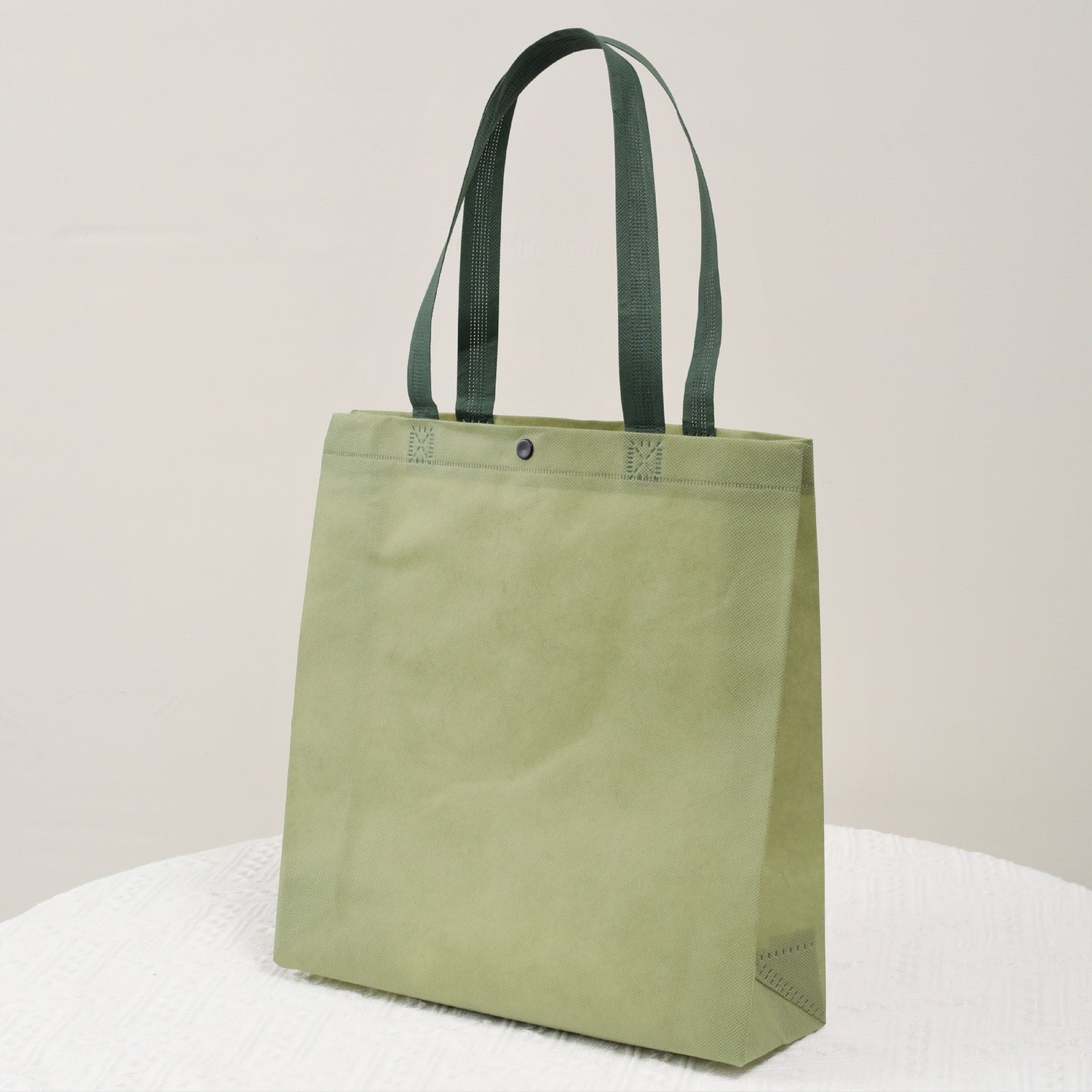 50pc, 4 sizes Matcha green long handle button non-woven bag - ByHome