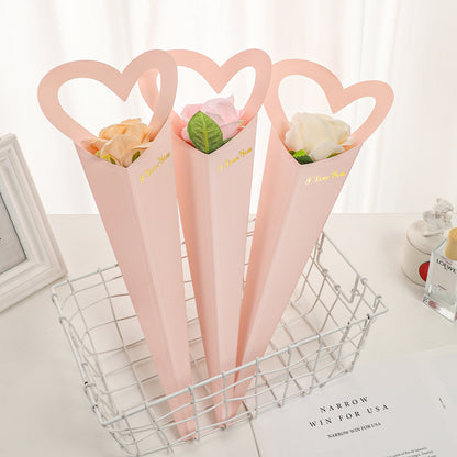20pcs, White Beige Pink LOVE heart single flower Bouquet paper sleeve - ByHome