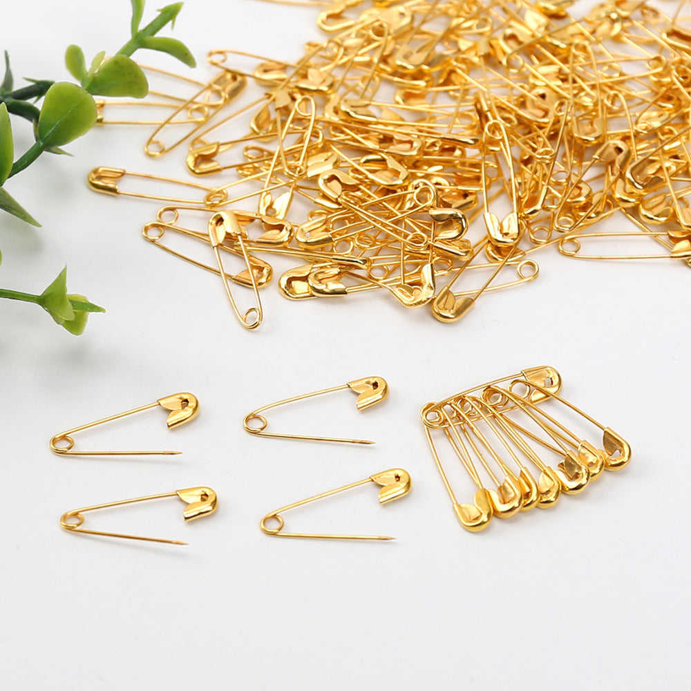 100pcs, small gold metal tag safety pin - ByHome