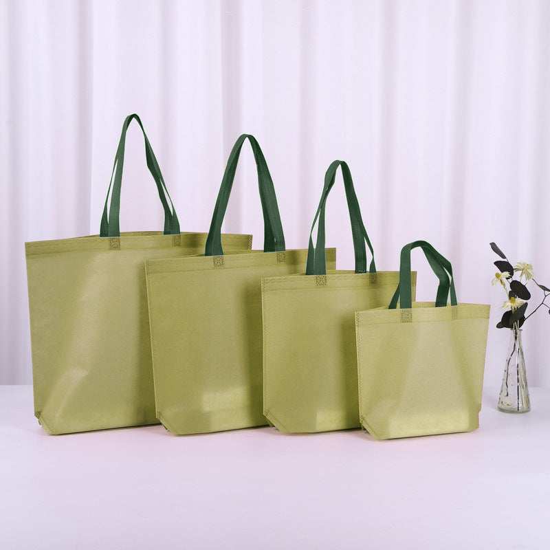 50pcs, 4 sizes Matcha Green non-woven gift bag green handle - ByHome