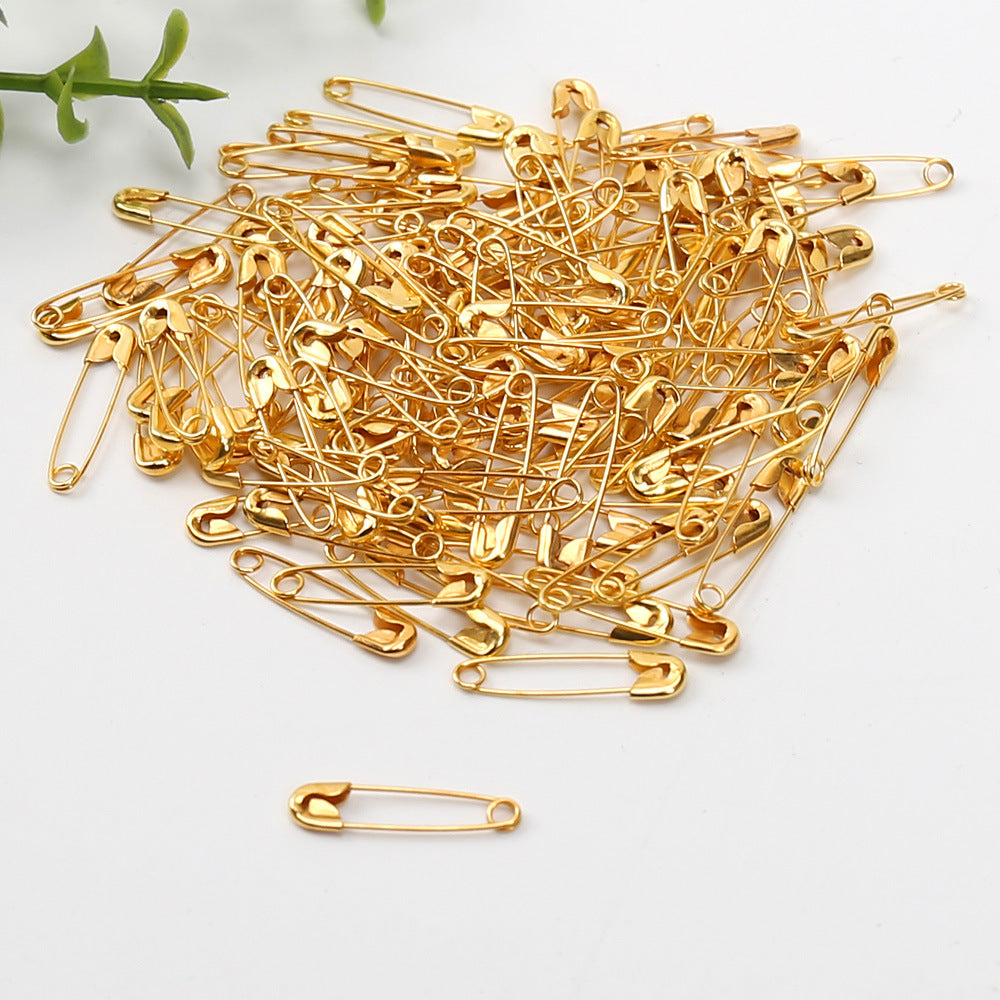 100pcs, small gold metal tag safety pin - ByHome