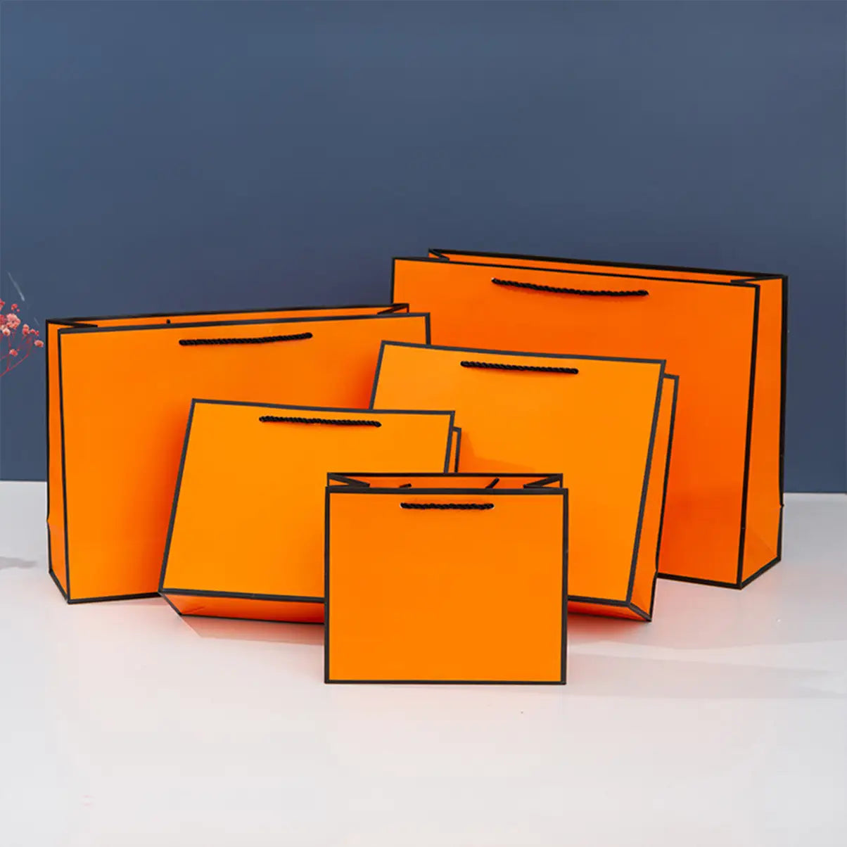 10pcs, Bright Orange with Black border paper gift Bag - ByHome