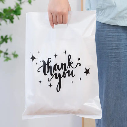 100pcs, 2 Colors Thank You Stars Cut-out handle PVC gift bag - ByHome