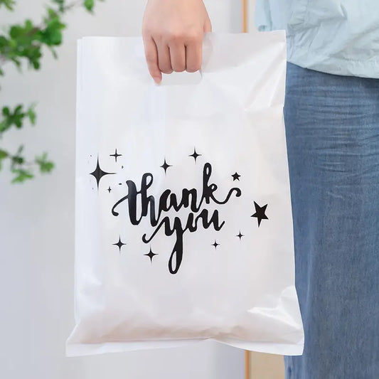 100pcs, 2 Colors Thank You Stars Cut-out handle PVC gift bag - ByHome