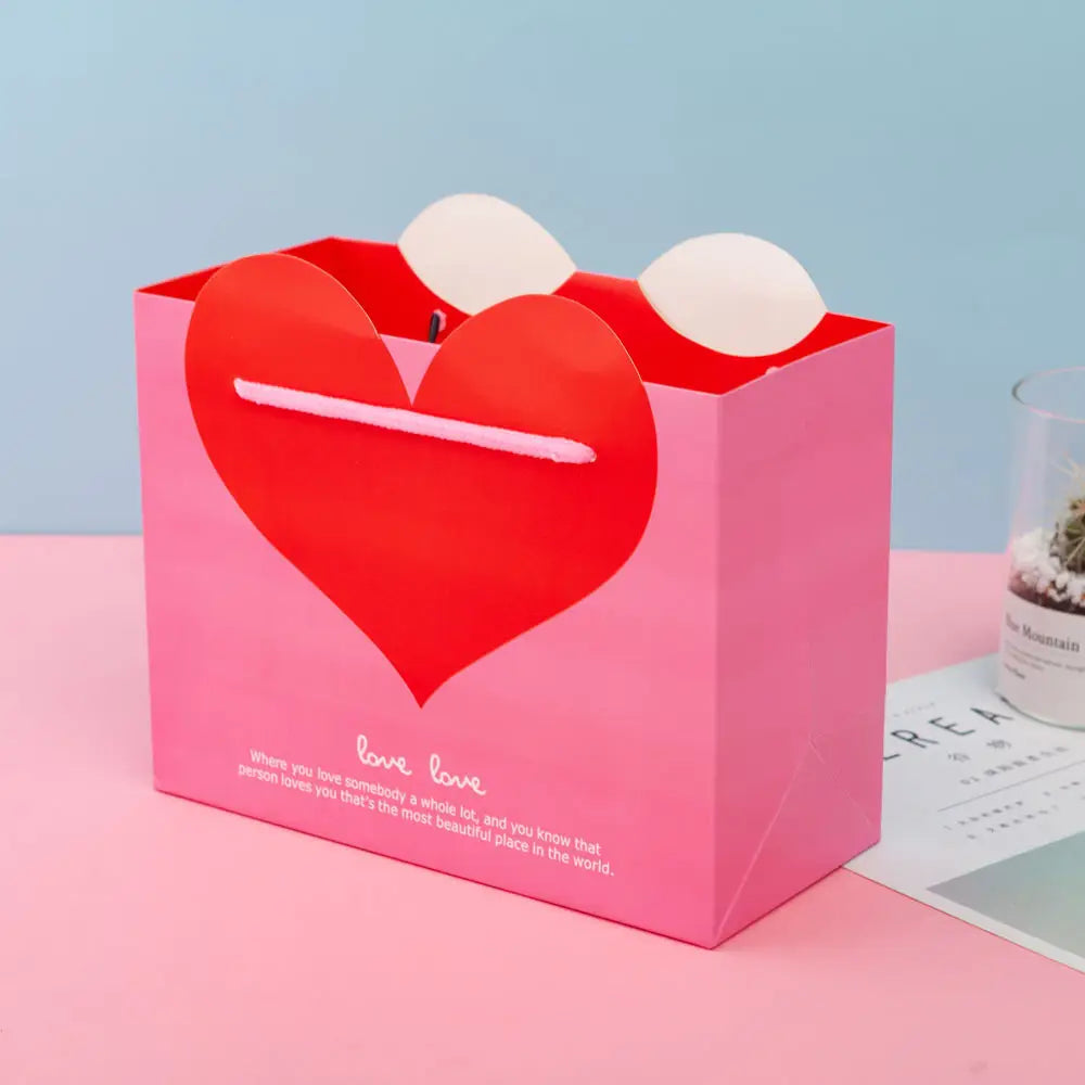10pcs, 5 colors dual-colored Love heart paper gift bag - ByHome