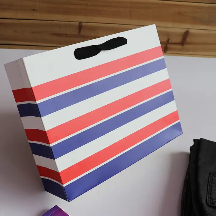 20pcs, 4 sizes blue white red stripes paper gift bag - ByHome