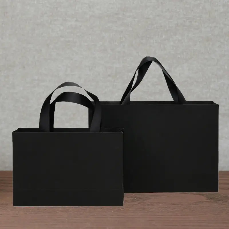 10pcs, premium Threaded Rope All Black Gift Bag - ByHome