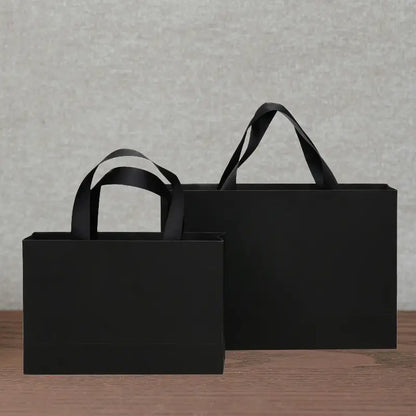 10pcs, premium Threaded Rope All Black Gift Bag - ByHome