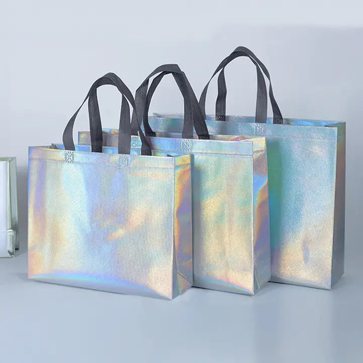 50pcs, 3 sizes Iridescent holographic non-woven gift bag - ByHome