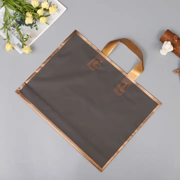 50pcs, 3 colors 12"x10"x3" frosted gold border EVA gift bag - ByHome