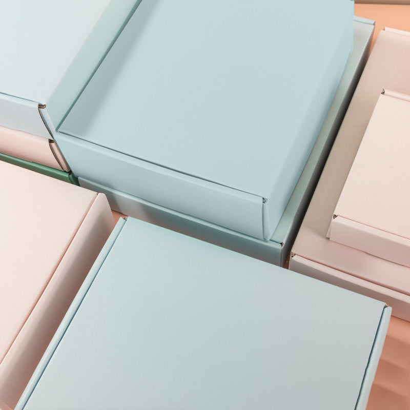50pc, 4 sizes Blue Corrugated Cardboard Mailing Shipping Box - ByHome