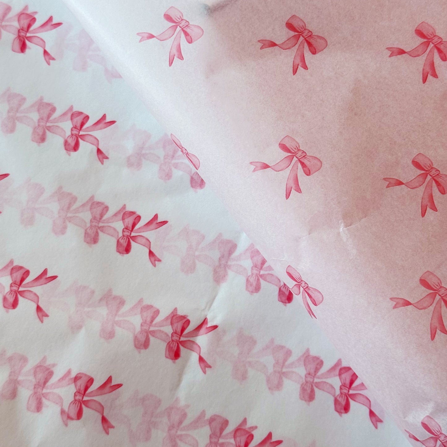 100 Bulk, 28" x 20" Pink Bow Ties 17g White Wrapping Tissue Paper Sheets - ByHome