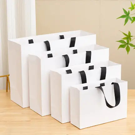 10pcs, Threaded Rope Pure White Gift paper Bag