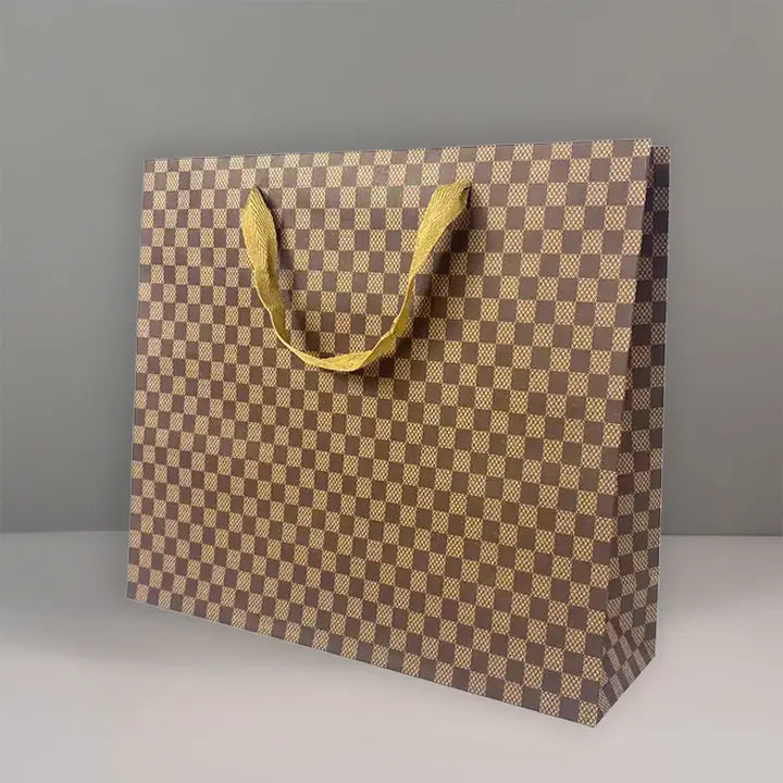 20pcs, 3 size Checkered kraft brown paper gift bag - ByHome