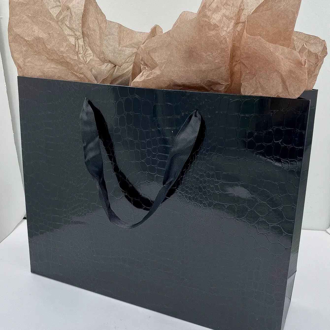 20 pc, Crocodile pattern Black gift paper bag - ByHome