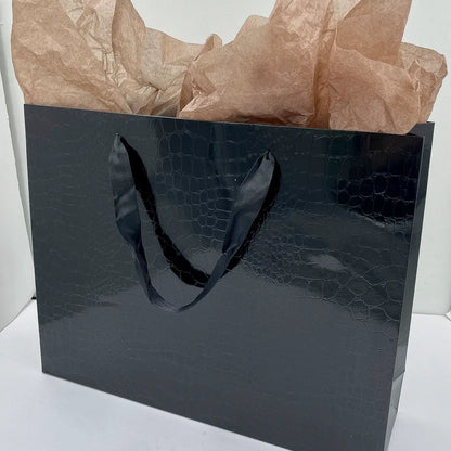 20 pc, Crocodile pattern Black gift paper bag - ByHome