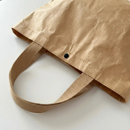 10pc, Textural Reusable Waterproof Non-Tear Kraft Paper Tote Bag