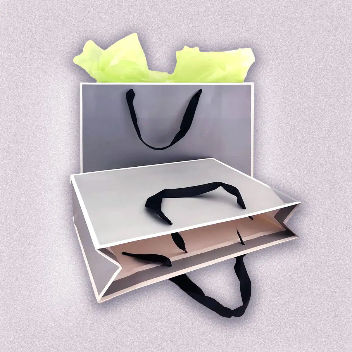 10pcs, 8 sizes silver Gray White Border paper Gift Bag - ByHome