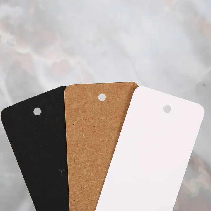 100pcs, 3x1.5" Black Kraft white colored blank tag card - ByHome