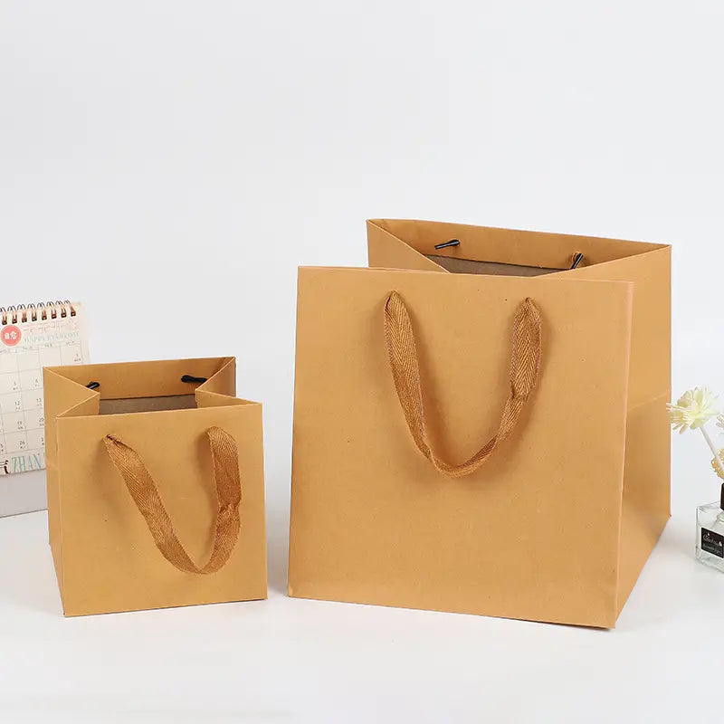 10pcs, 6 sizes Square premium Brown Kraft Paper Gift Bag - ByHome