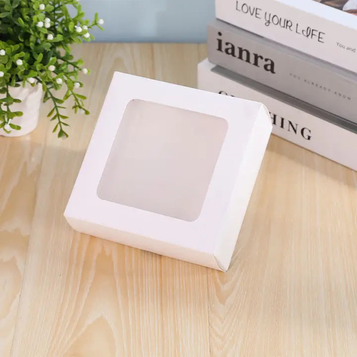 25pcs, 3 size Kraft white transparent window 2 part Gift Box - ByHome