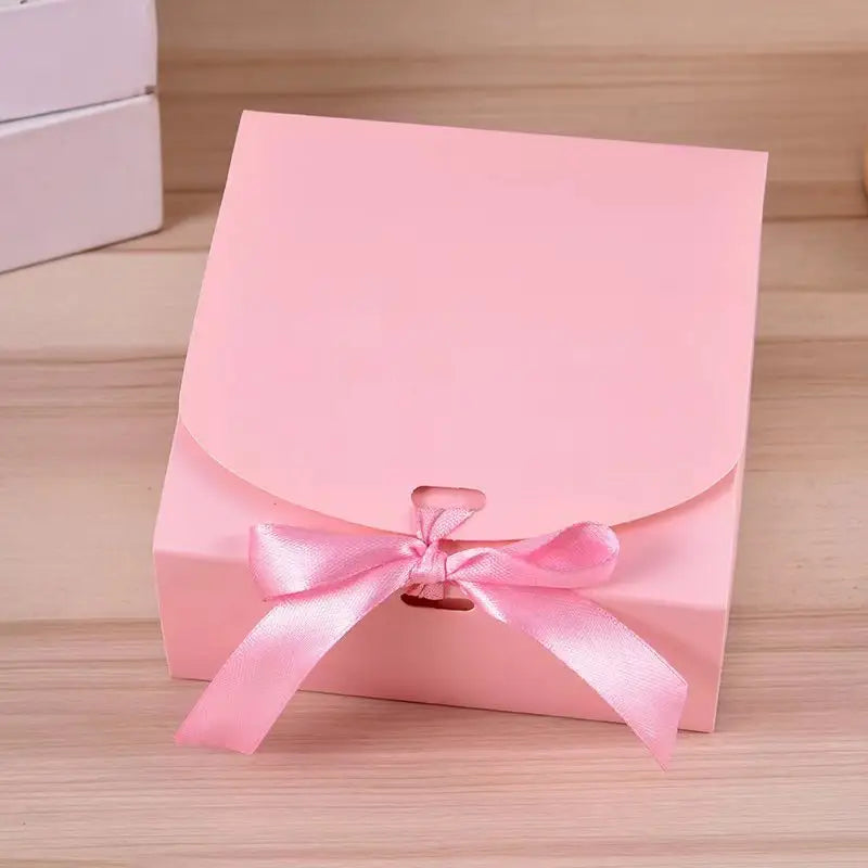 25pcs, 5 colors 3 sizes square paper gift box w/ ribbon - ByHome