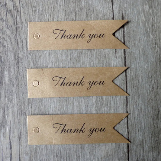 100pc, 2.7"x0.8" THANK YOU kraft tag with twine - ByHome