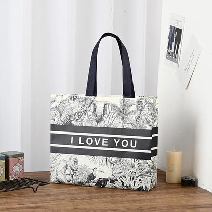 50pc, 3 sizes LOVE black stripe jungle line art non-woven gift bag - ByHome