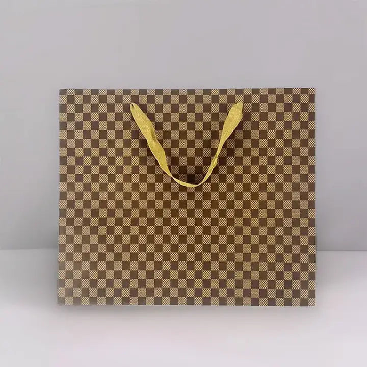 20pcs, 3 size Checkered kraft brown paper gift bag - ByHome