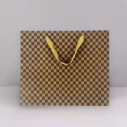 20pcs, 3 size Checkered kraft brown paper gift bag - ByHome