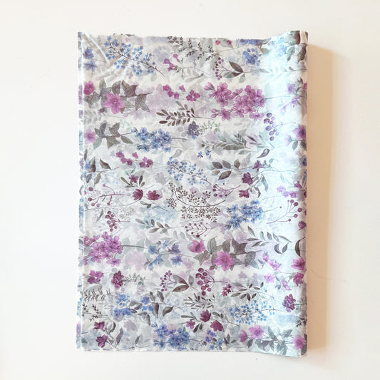 100 Bulk, 28" x 20" Colorful Purple Floral  17g White Wrapping Tissue Paper Sheets