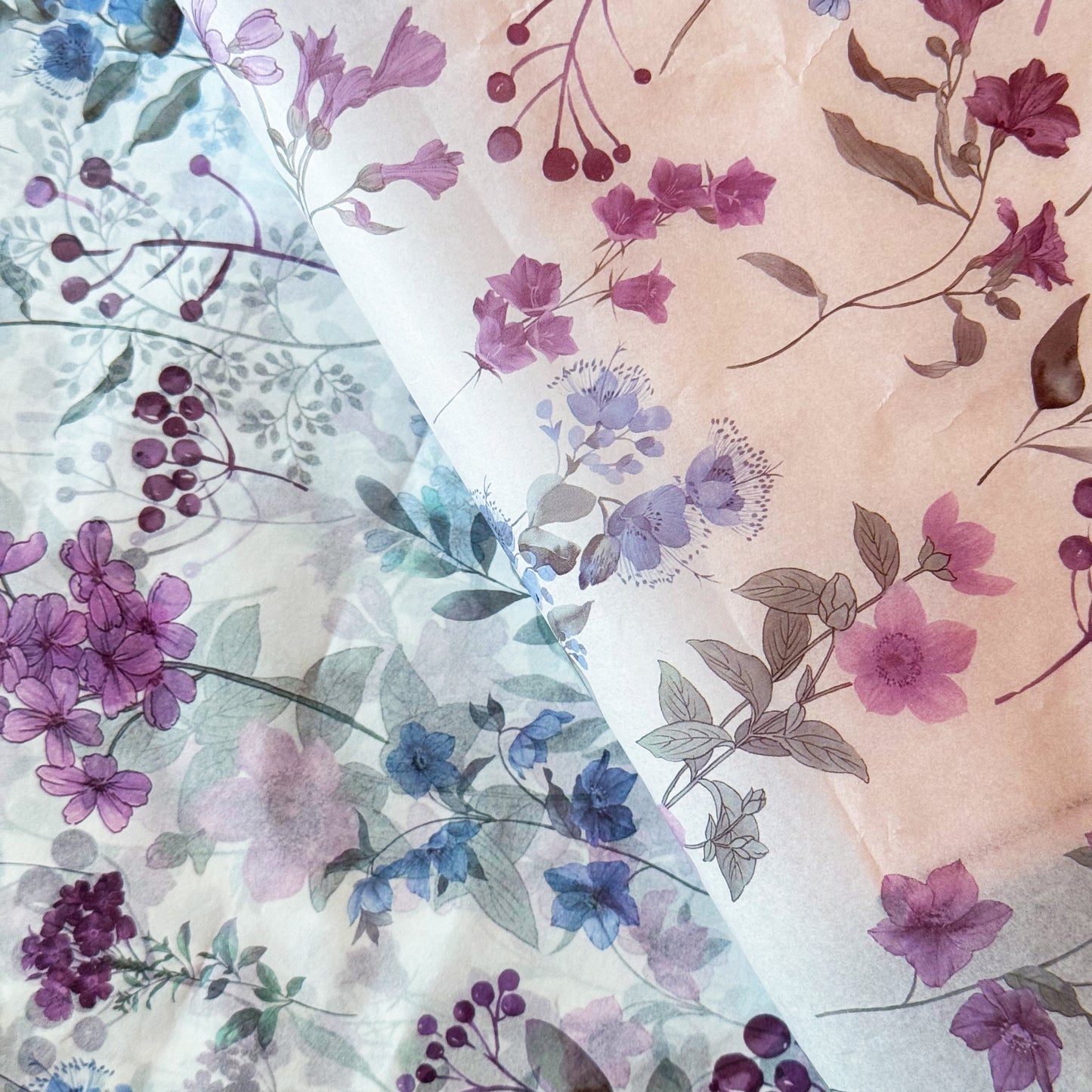 100 Bulk, 28" x 20" Colorful Purple Floral  17g White Wrapping Tissue Paper Sheets - ByHome