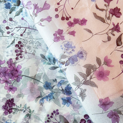 100 Bulk, 28" x 20" Colorful Purple Floral  17g White Wrapping Tissue Paper Sheets - ByHome