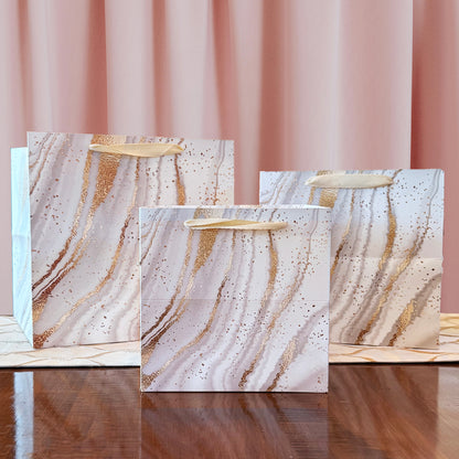 10pcs, Luxury Gold Glitter Printed Pattern Marble Square Gift bag w/ Tissue - ByHome