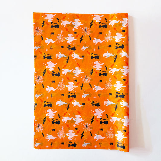 100 Bulk, 28" x 20" Orange Halloween 17g White Wrapping Tissue Paper Sheets