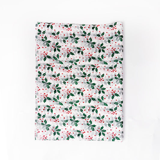 100 Bulk, 28" x 20" Christmas Mistletoe 17g White Wrapping Tissue Paper Sheets