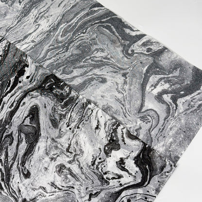 100 Bulk, 28" x 20" Black Marble Swirl 17g White Wrapping Tissue Paper Sheets