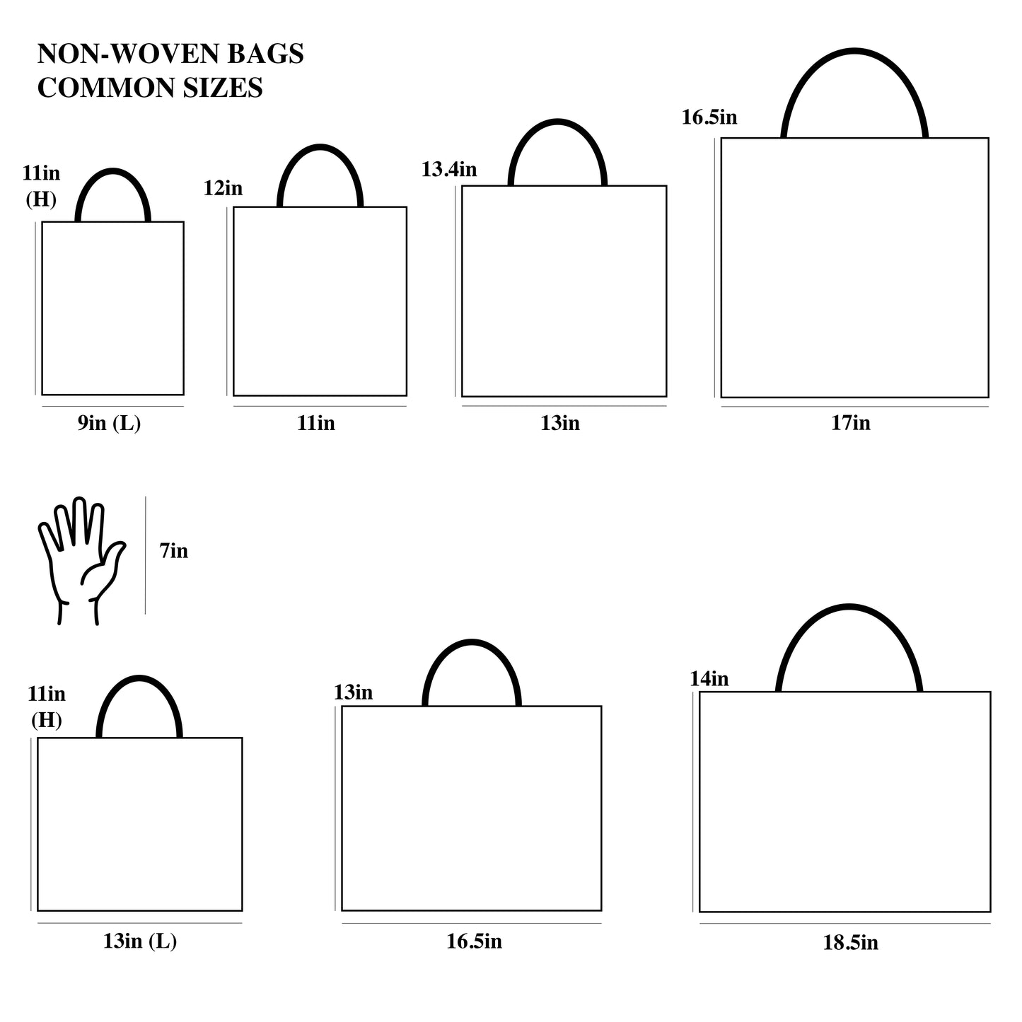 50pcs, 3 sizes light beige w/ black border non-woven gift bag - ByHome