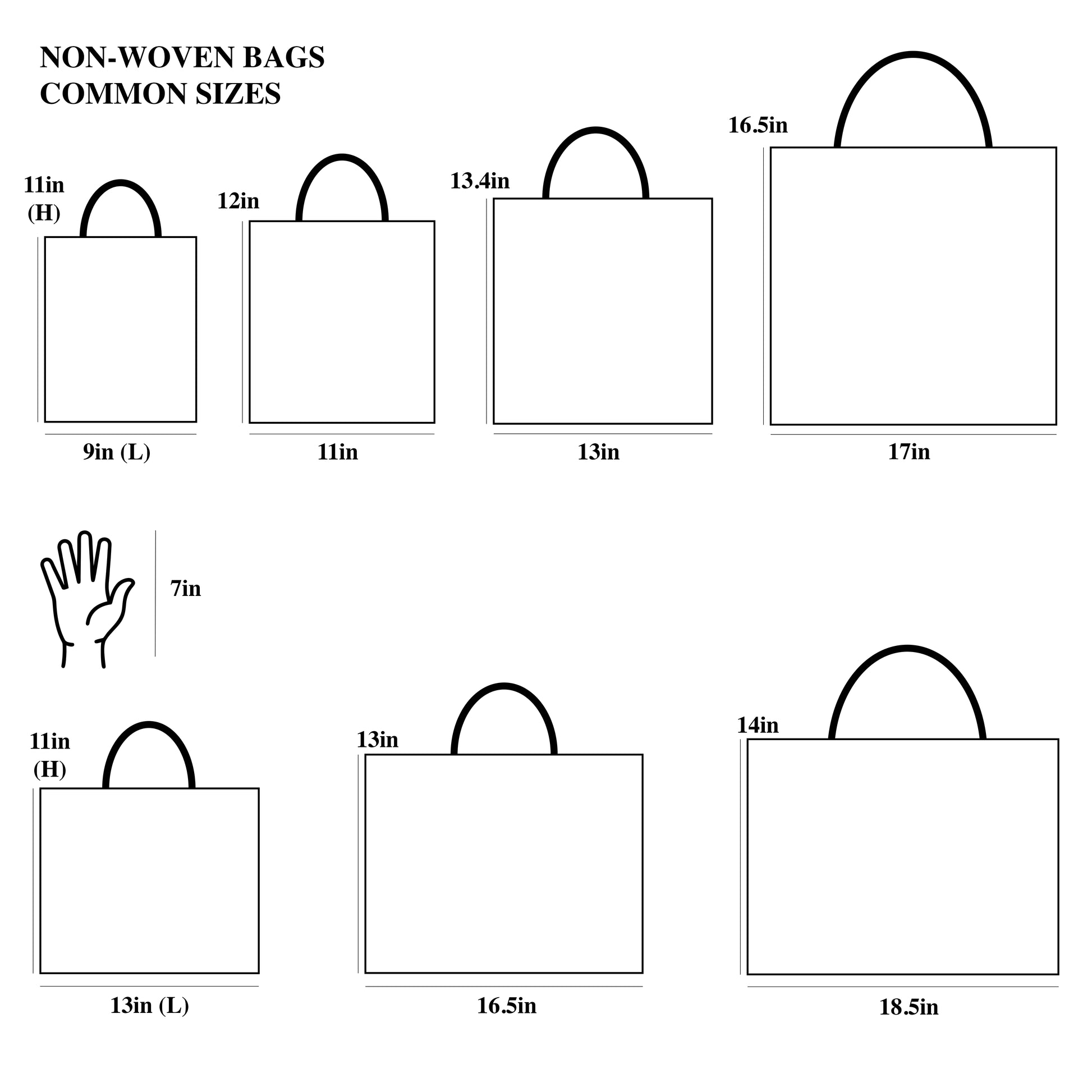 50pcs, 3 sizes light beige w/ black border non-woven gift bag - ByHome
